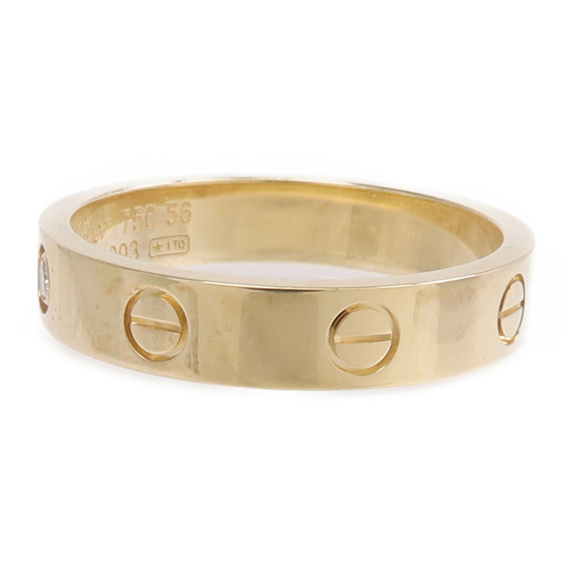 CARTIER 18K黃金Mini Love Ring 1P Diamond鑽石戒指-2