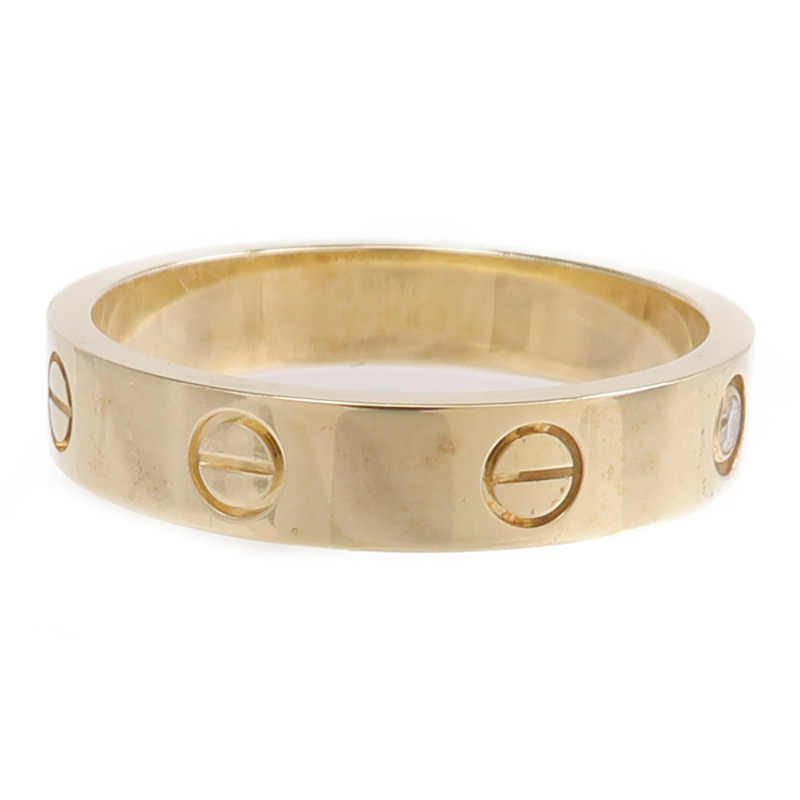 CARTIER 18K黃金Mini Love Ring 1P Diamond鑽石戒指-3
