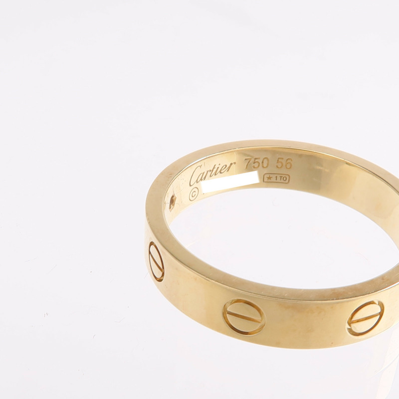 CARTIER 18K黃金Mini Love Ring 1P Diamond鑽石戒指-4