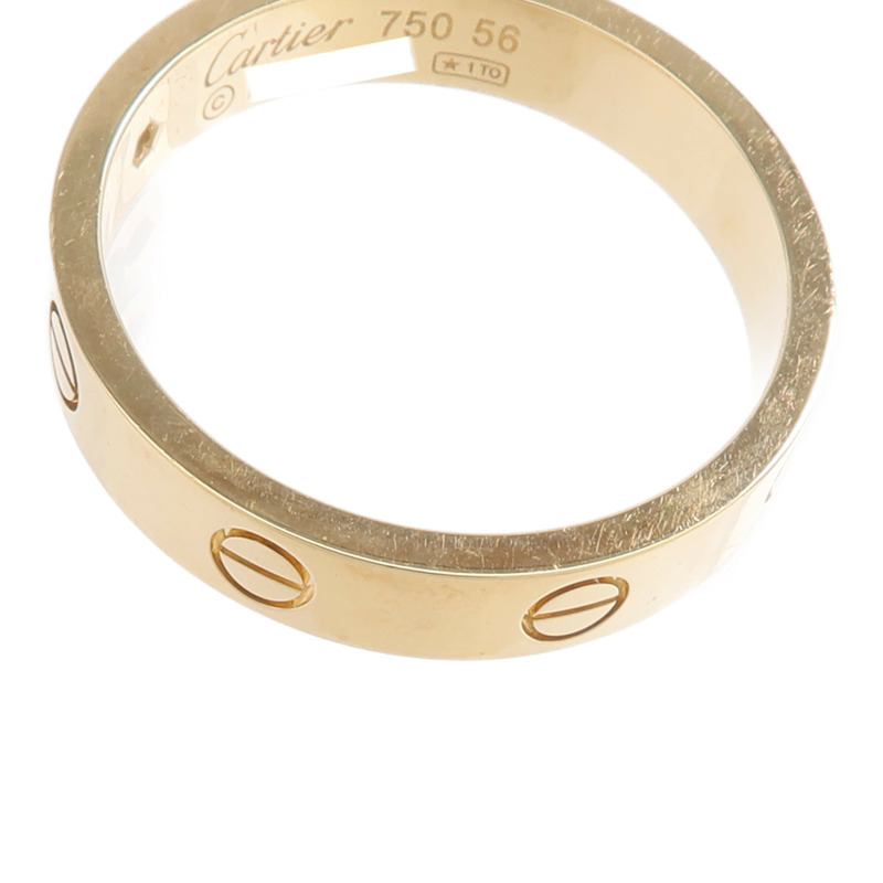 CARTIER 18K黃金Mini Love Ring 1P Diamond鑽石戒指-5