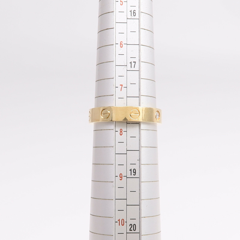 CARTIER 18K黃金Mini Love Ring 1P Diamond鑽石戒指-6