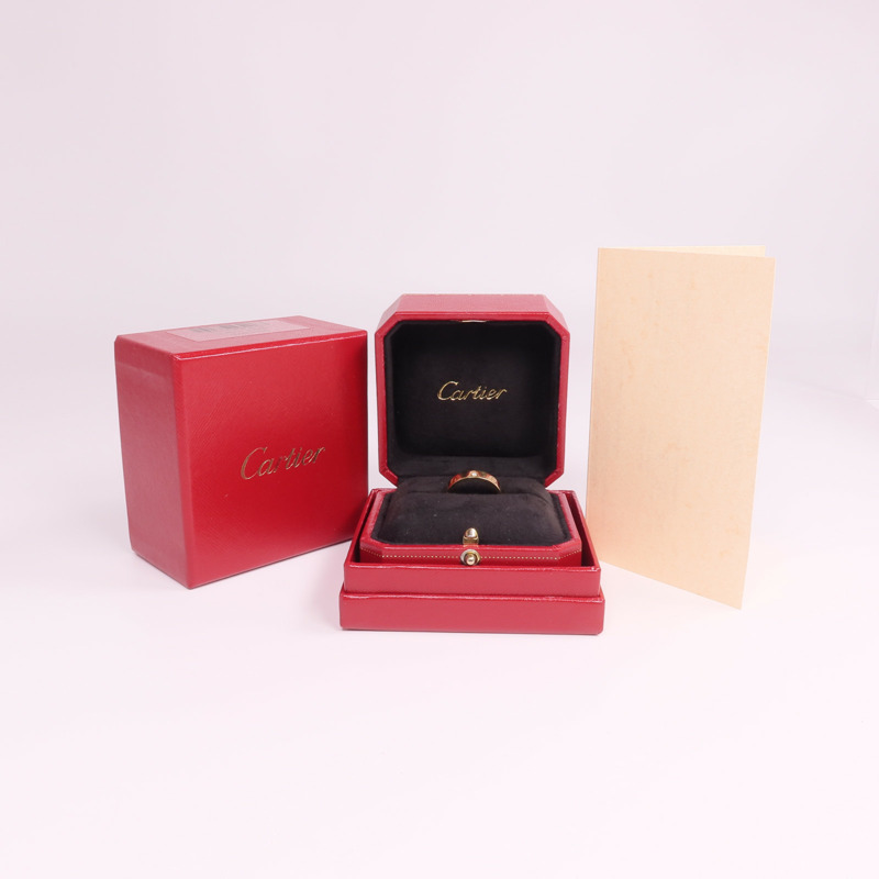 CARTIER 18K黃金Mini Love Ring 1P Diamond鑽石戒指-8