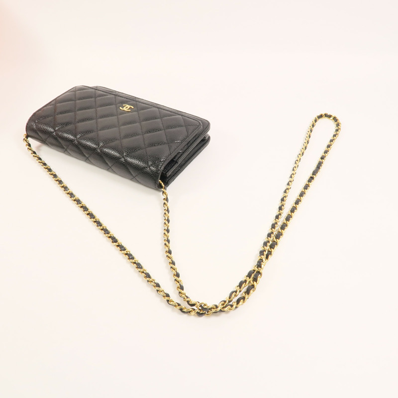 CHANEL 牛皮皮革WOC Wallet On Chain鏈帶肩背袋-9