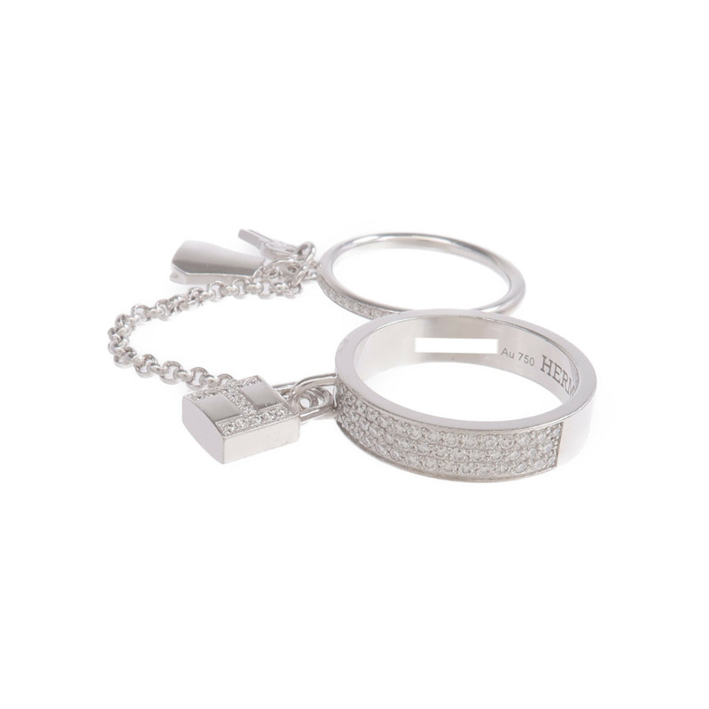 HERMES 18K白金Kelly Cadenas Double Ring鑽石戒指-2