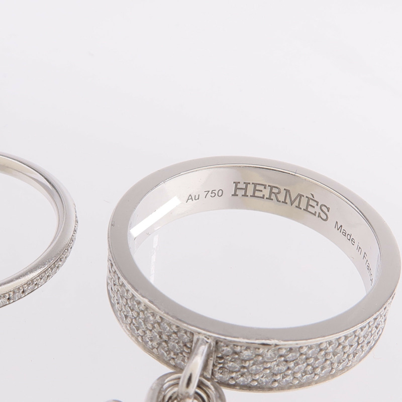 HERMES 18K白金Kelly Cadenas Double Ring鑽石戒指-4