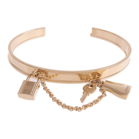 HERMES 18K玫瑰金Double Kelly Clochette Jonc手鐲