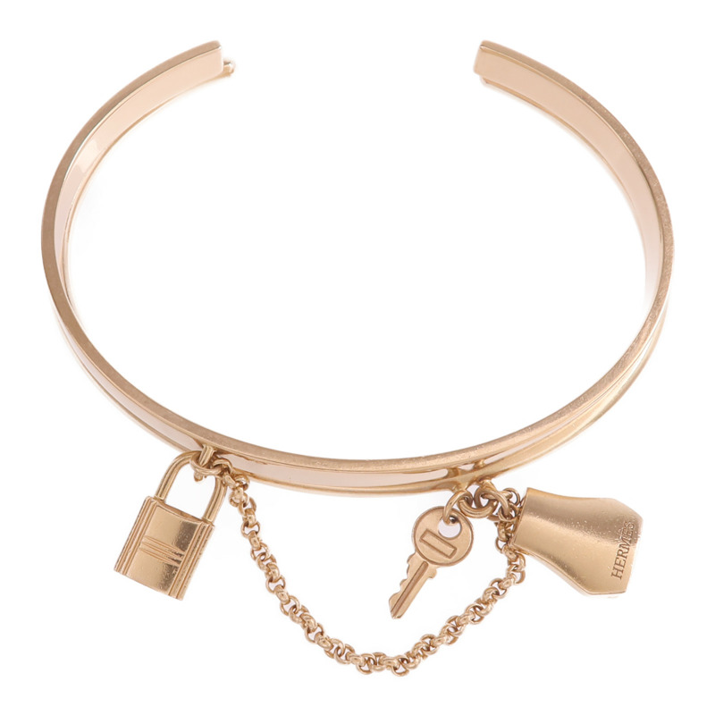 HERMES 18K玫瑰金Double Kelly Clochette Jonc手鐲-3