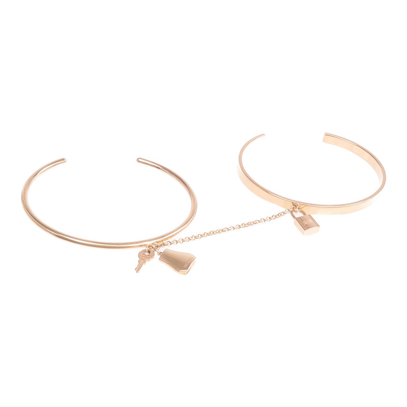 HERMES 18K玫瑰金Double Kelly Clochette Jonc手鐲-5