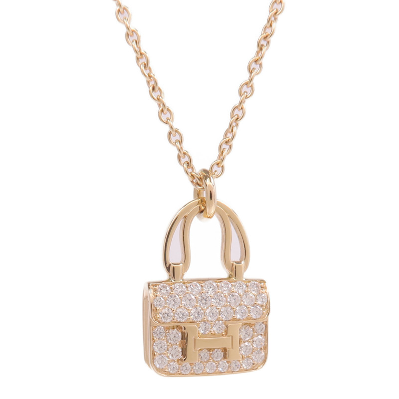 HERMES 18K玫瑰金Amulette Constance Necklace鑽石項鍊-2