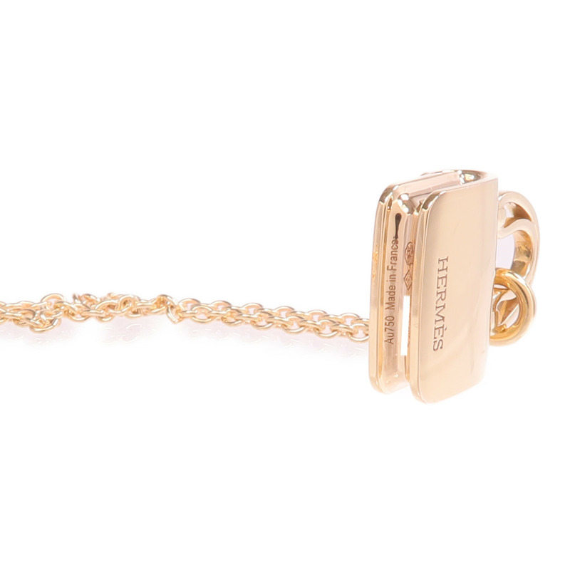 HERMES 18K玫瑰金Amulette Constance Necklace鑽石項鍊-6