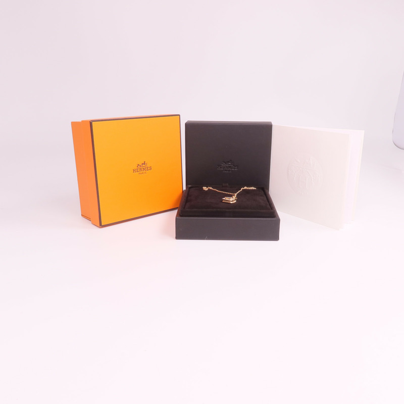 HERMES 18K玫瑰金Amulette Constance Necklace鑽石項鍊-7