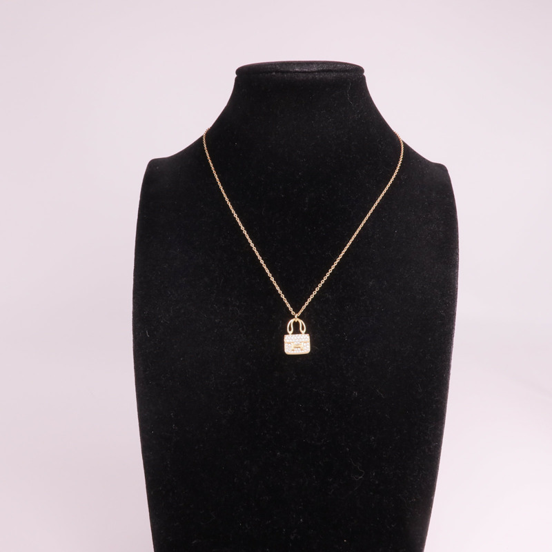 HERMES 18K玫瑰金Amulette Constance Necklace鑽石項鍊-8