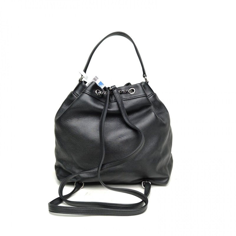 CHANEL 黑色牛皮23開銀扣雙口袋青蛙包雙肩包手提肩背包-2