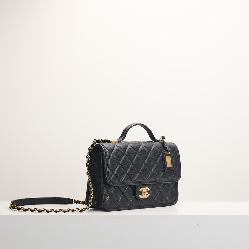 Chanel 22k 手柄郵差包/黑金牛-2