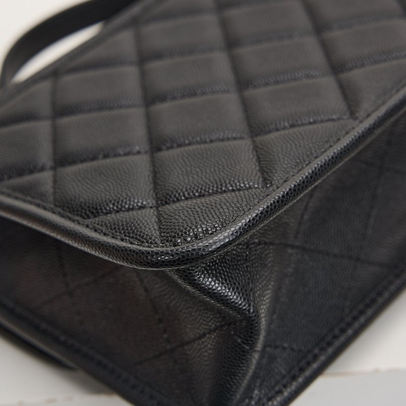 Chanel 22k 手柄郵差包/黑金牛-9