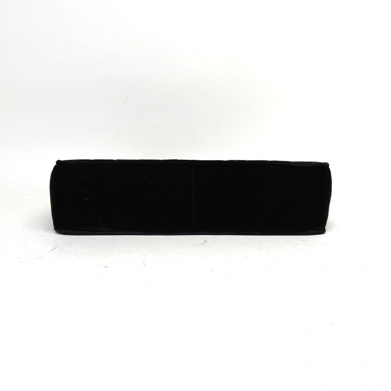 CHANEL 中古貝嫂包黑色絲絨3開金扣肩背包-4