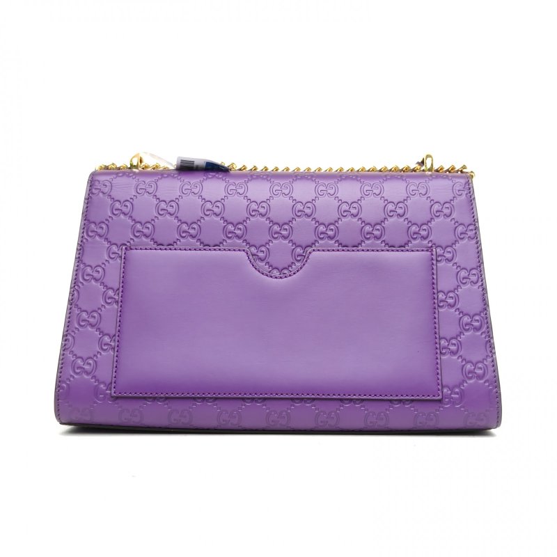 GUCCI 紫色牛皮Padlock鎖頭包盒子包中號GG壓紋肩背包-2