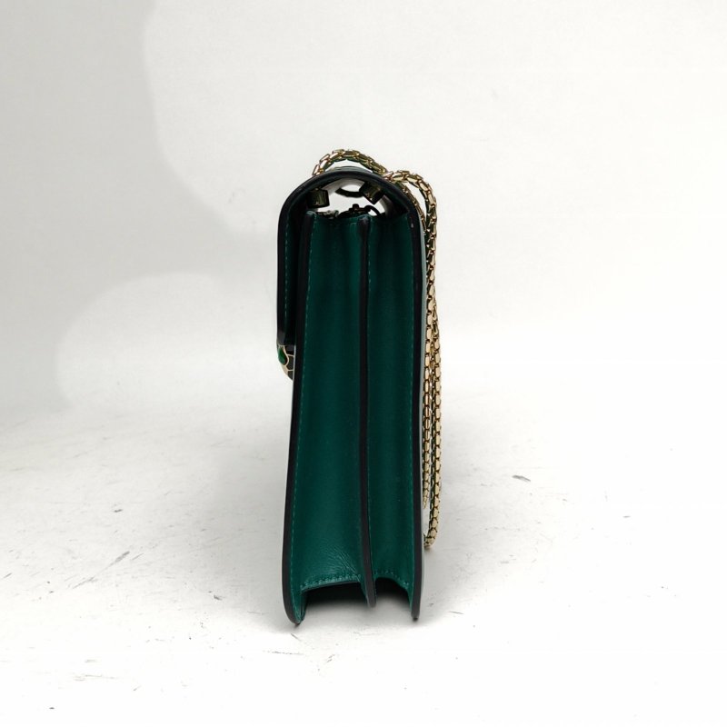 BVLGARI SerpentiForever風琴蛇頭包橫版綠色牛皮肩背包-1