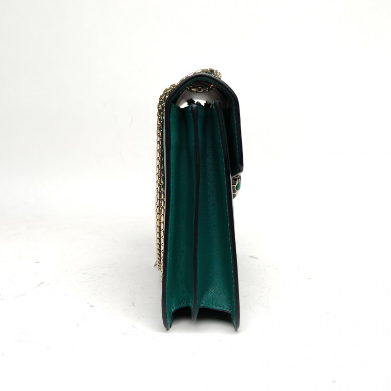 BVLGARI SerpentiForever風琴蛇頭包橫版綠色牛皮肩背包-3