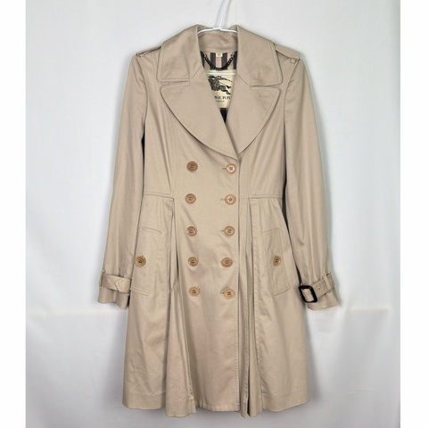 莉亞精品♡ Burberry長板風衣卡其 uk6 二手