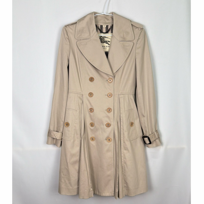 莉亞精品♡ Burberry長板風衣卡其 尺碼36 二手-0