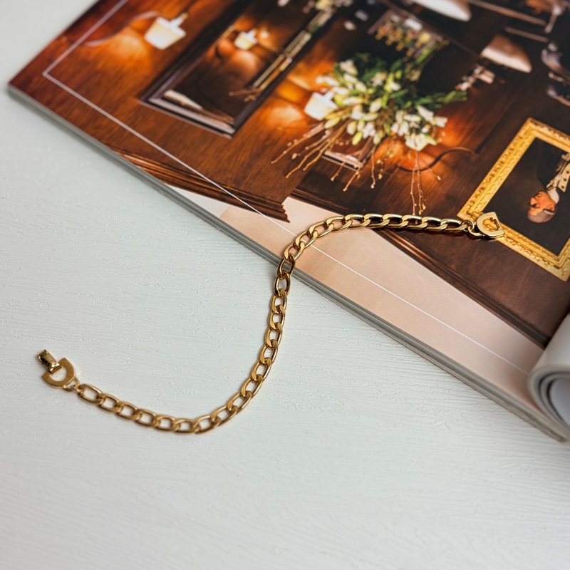Dior Curb Link Bracelet 迪奧鍍金手鏈 18cm-0