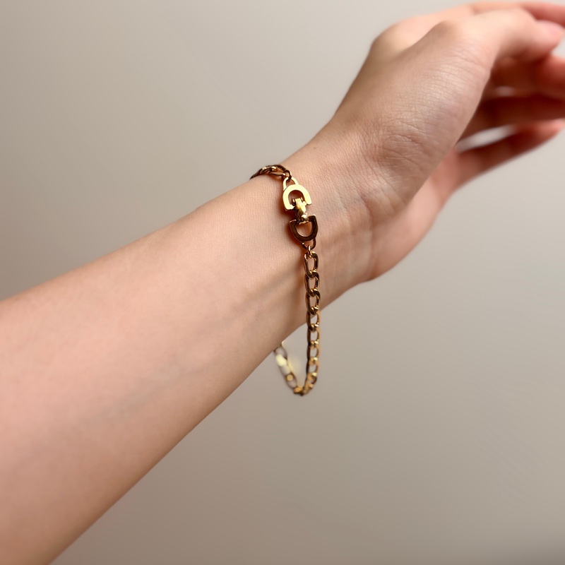 Dior Curb Link Bracelet 迪奧鍍金手鏈 18cm-2