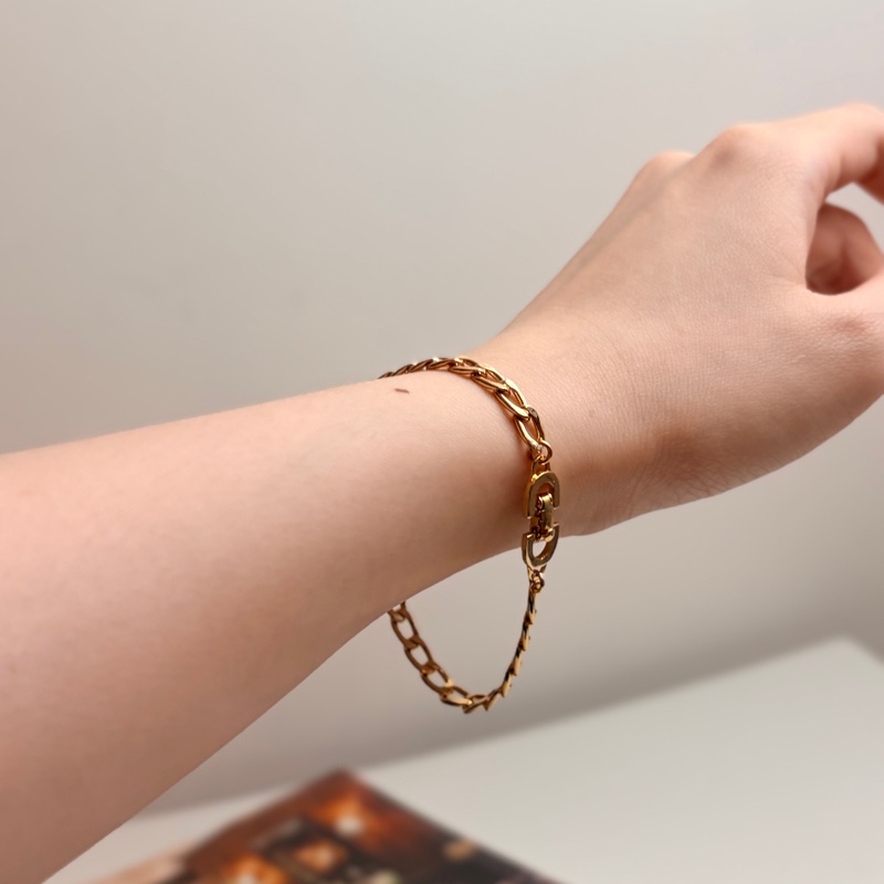 Dior Curb Link Bracelet 迪奧鍍金手鏈 18cm-3