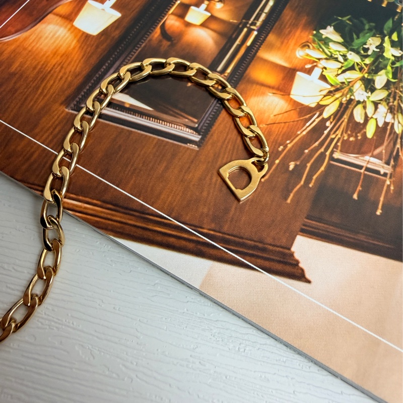 Dior Curb Link Bracelet 迪奧鍍金手鏈 18cm-5