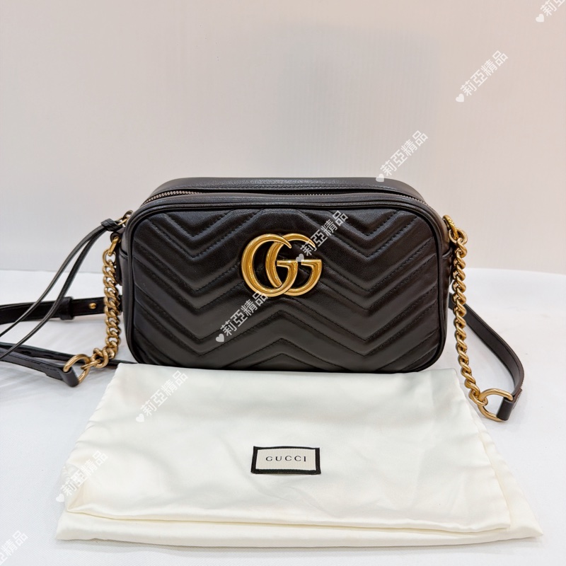 莉亞精品♡Gucci 447632黑金馬夢相機包 二手-2