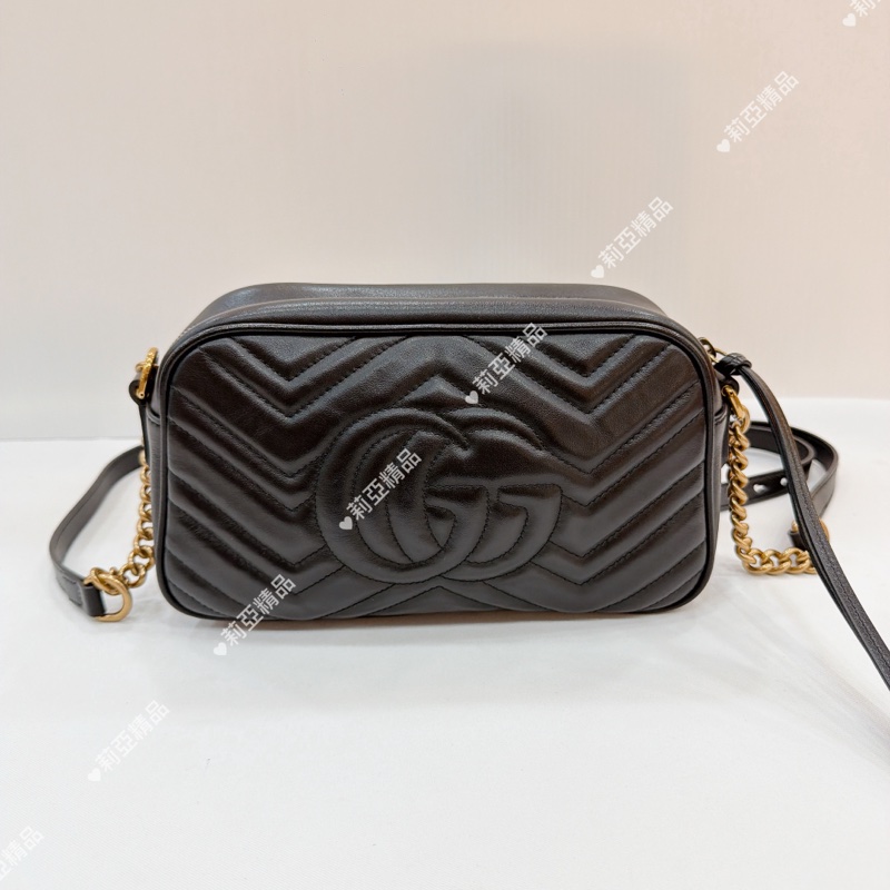 莉亞精品♡Gucci 447632黑金馬夢相機包 二手-3