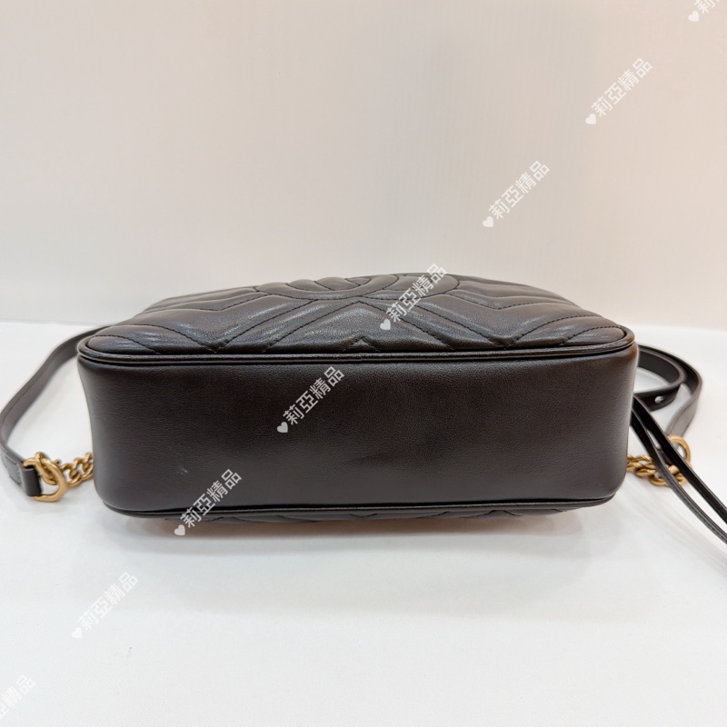 莉亞精品♡Gucci 447632黑金馬夢相機包 二手-5