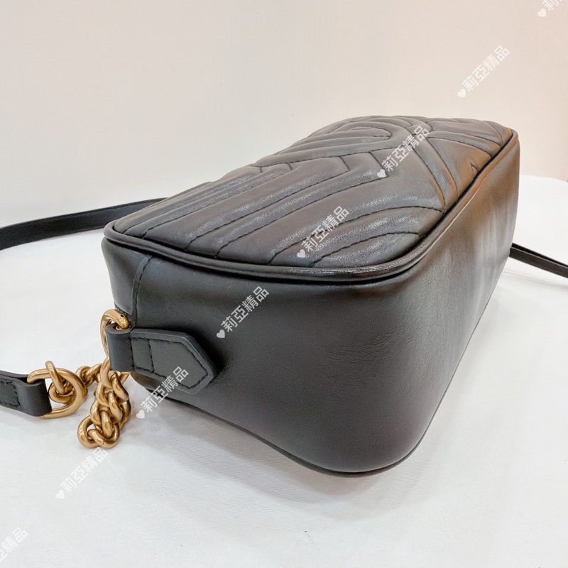 莉亞精品♡Gucci 447632黑金馬夢相機包 二手-6