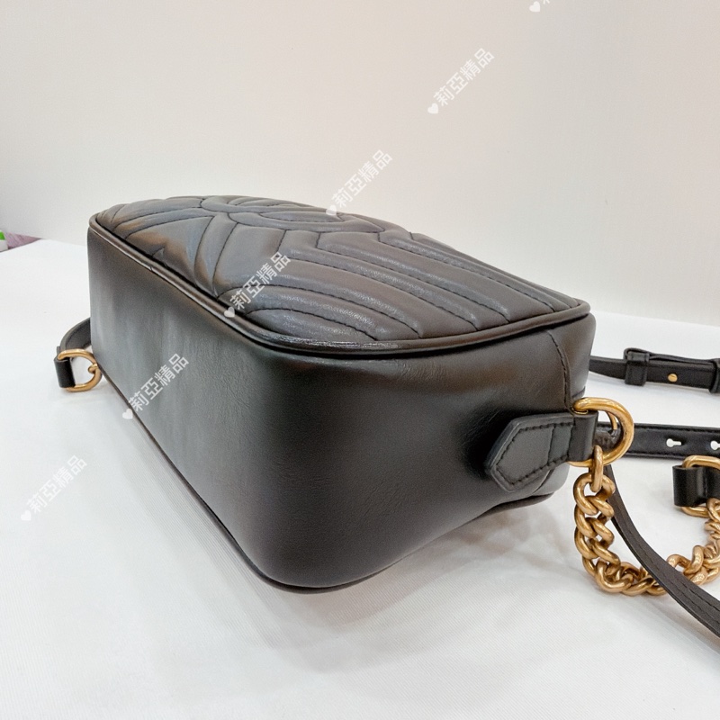莉亞精品♡Gucci 447632黑金馬夢相機包 二手-7