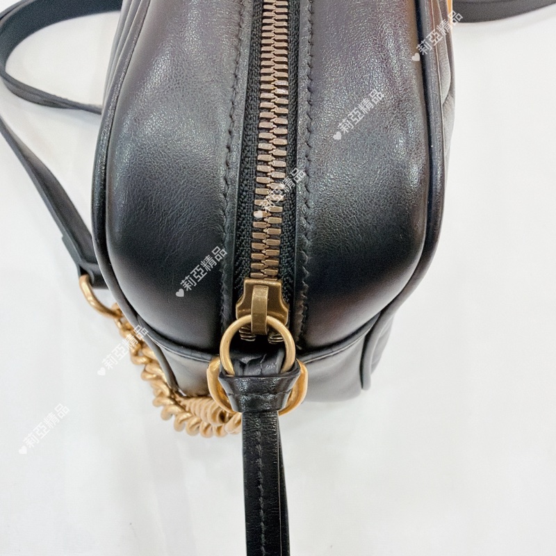 莉亞精品♡Gucci 447632黑金馬夢相機包 二手-8