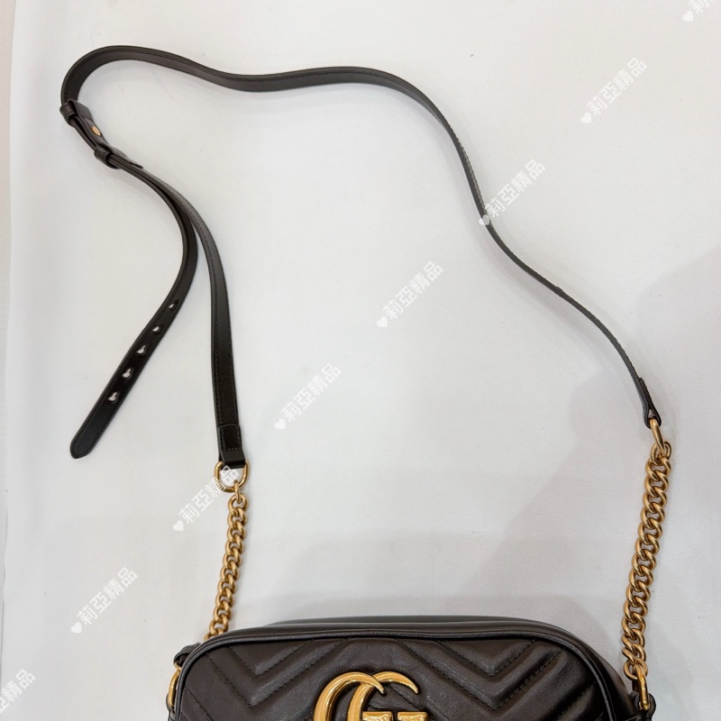 莉亞精品♡Gucci 447632黑金馬夢相機包 二手-9