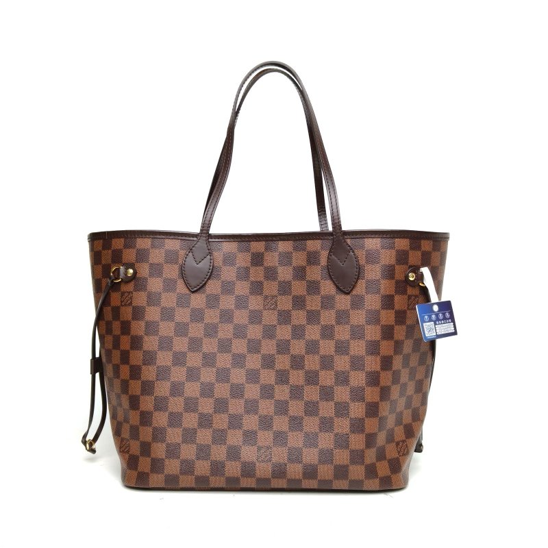 LOUIS VUITTON LOUISVUITTONNeverfull中號31配子袋棕色棋盤格PVC金扣肩背包-2