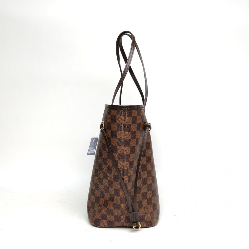 LOUIS VUITTON LOUISVUITTONNeverfull中號31配子袋棕色棋盤格PVC金扣肩背包-3