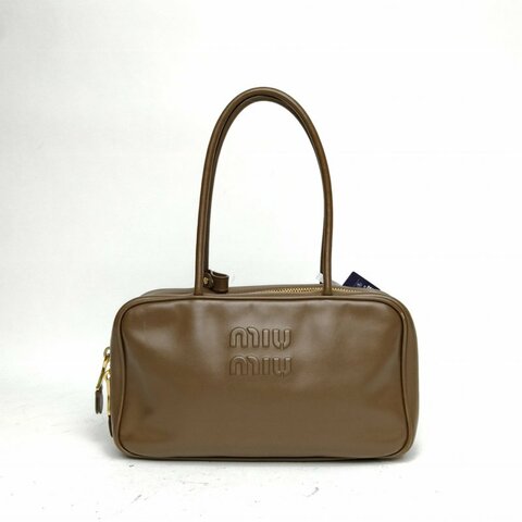 MIU MIU 牛皮Beau公事包手袋中號苔原色肩背包