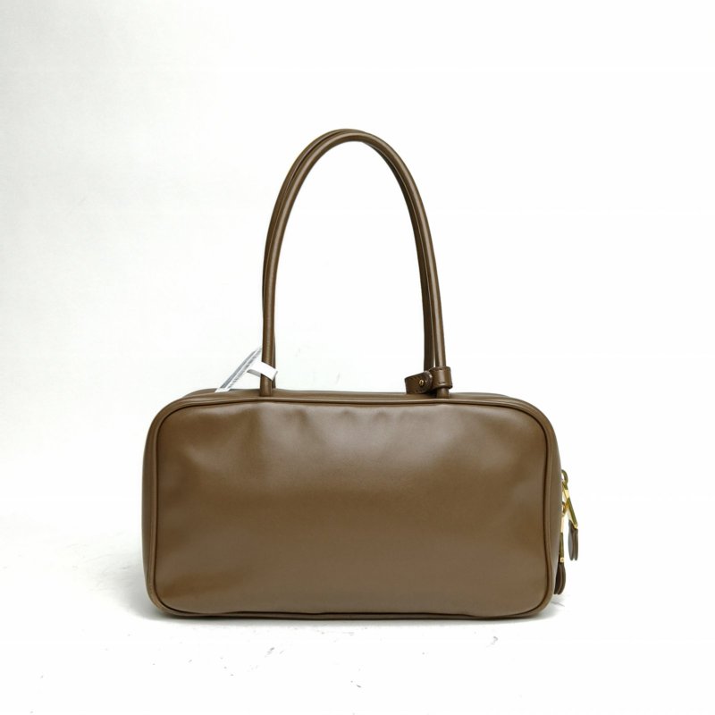 MIU MIU MIUMIU牛皮Beau公事包手袋中號苔原色肩背包-2