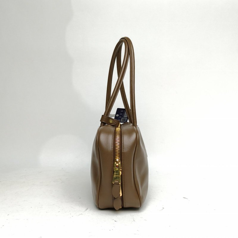 MIU MIU MIUMIU牛皮Beau公事包手袋中號苔原色肩背包-3