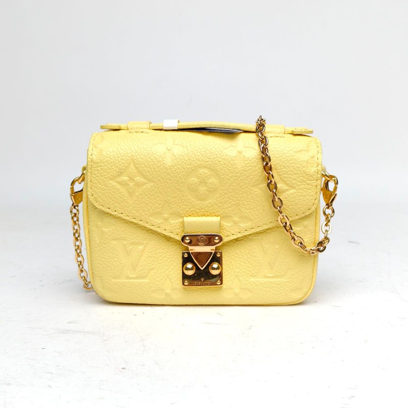 LOUIS VUITTON LOUISVUITTON黃色牛皮晶片MicroMetismini全皮鏈條郵差包肩背包-0