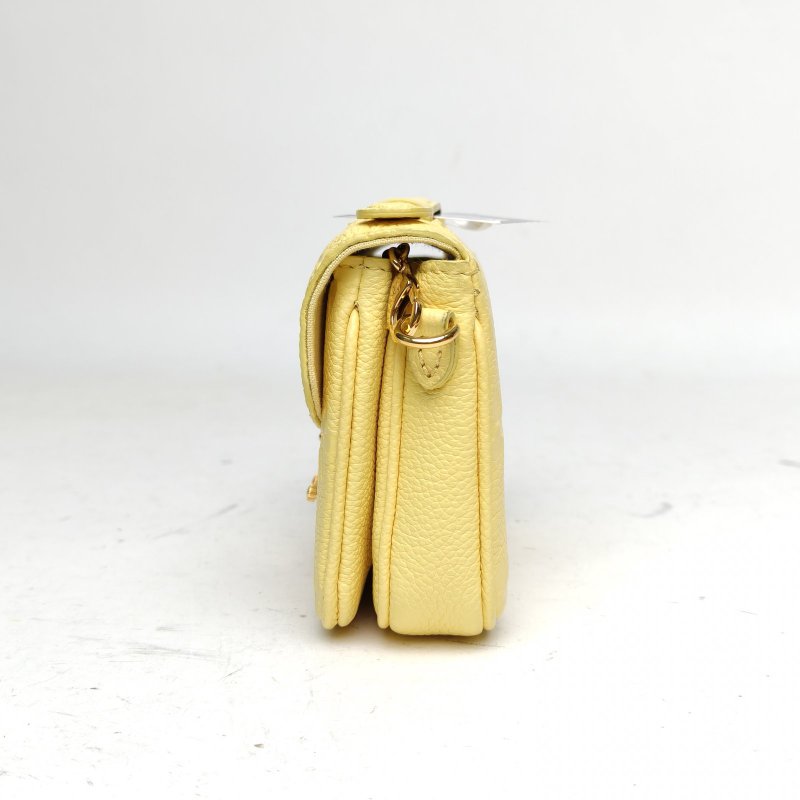 LOUIS VUITTON LOUISVUITTON黃色牛皮晶片MicroMetismini全皮鏈條郵差包肩背包-1