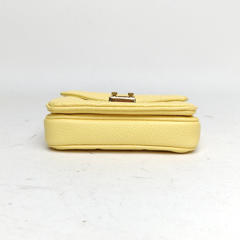 LOUIS VUITTON LOUISVUITTON黃色牛皮晶片MicroMetismini全皮鏈條郵差包肩背包-4