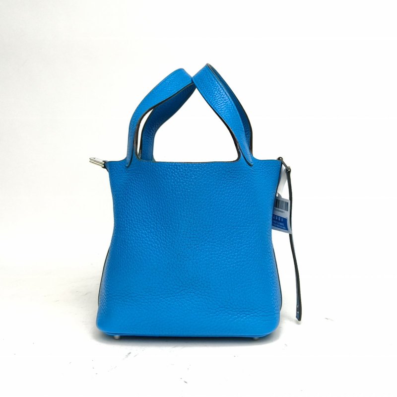 HERMES HERMESPicotin18菜籃子坦桑尼亞藍TC皮X刻銀扣肩背包-1