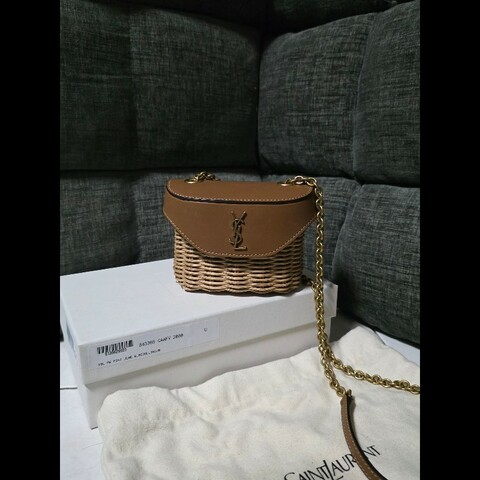 [全新] Saint Laurent YSL 柳條 編織鏈帶包