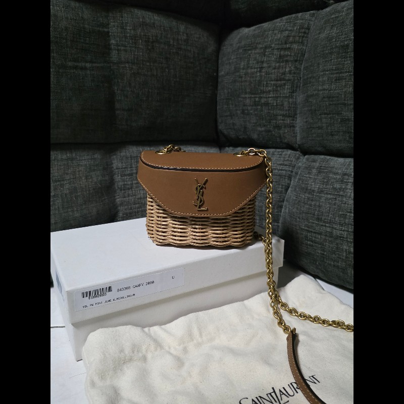[全新] Saint Laurent YSL 柳條 編織鏈帶包-0