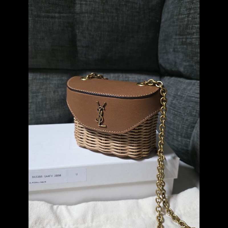 [全新] Saint Laurent YSL 柳條 編織鏈帶包-9