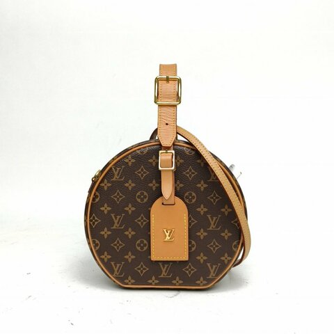 LOUIS VUITTON LOUISVUITTONPETITEBOITECHAPEAU硬圓餅中號老花PVC晶片肩背包