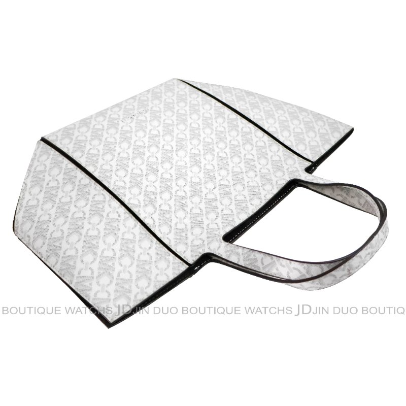 金鐸精品~2520 MICHAEL KORS MK LOGO灰色字紋PVC JORDI小折托特包 全新品-3